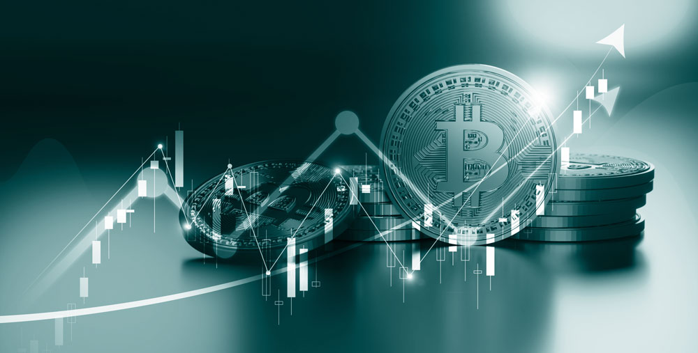 bitcoin and money with graph