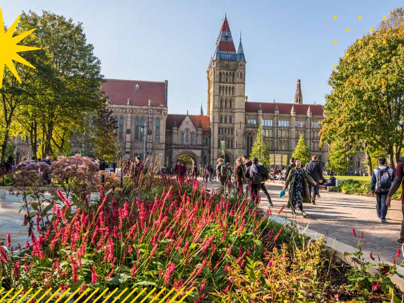 Sunny autumnal scene at Alan Gilbert Square