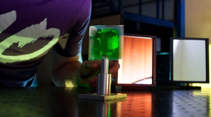 Student looking at a hologram