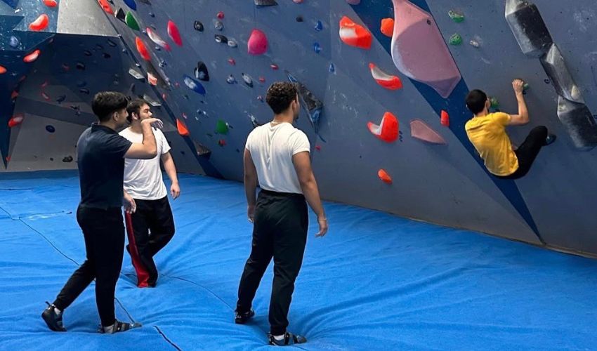 Civil engineering soc take the climbing wall!