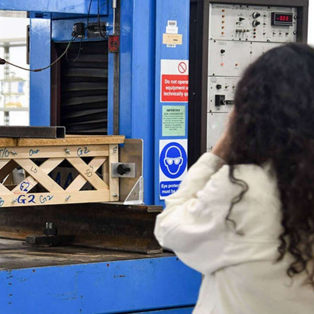 Female working on civil engineering project.