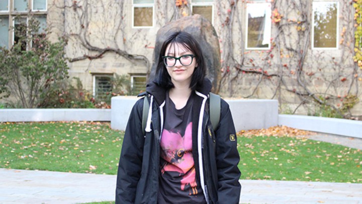 A psychology student on the Manchester campus.