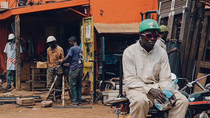 Workers on a building site