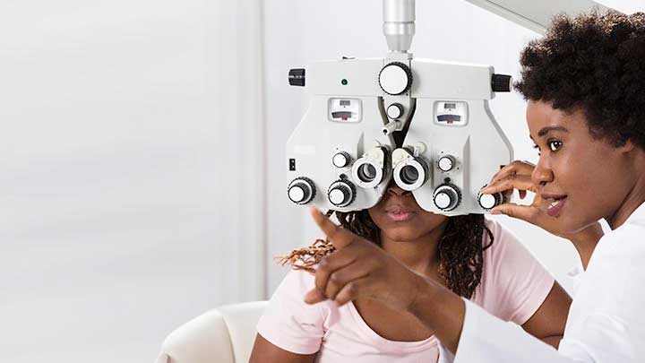 Optometrist at work