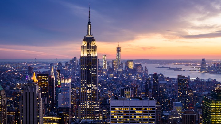 New York skyline at night