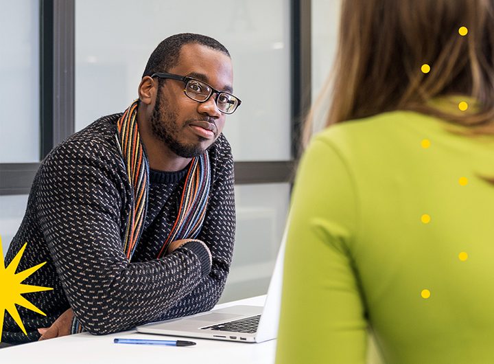 Male student at help desk