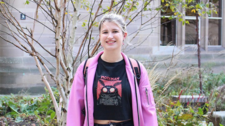 A speech and language therapy student on the Manchester campus.