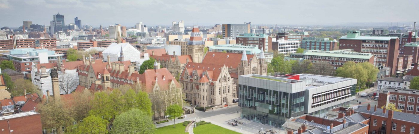 Aerial view of The University of Manchester